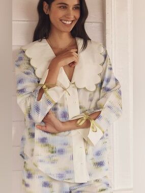 LYREBIRD SCALLOP COLLAR PYJAMA SHIRT